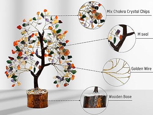 Miniatura 2 de Amazing Gemstone Árbol de la vida de cristal curativo natural de piedra lunar de melocotón, bonsái de Feng Shui, para decoración del hogar y la