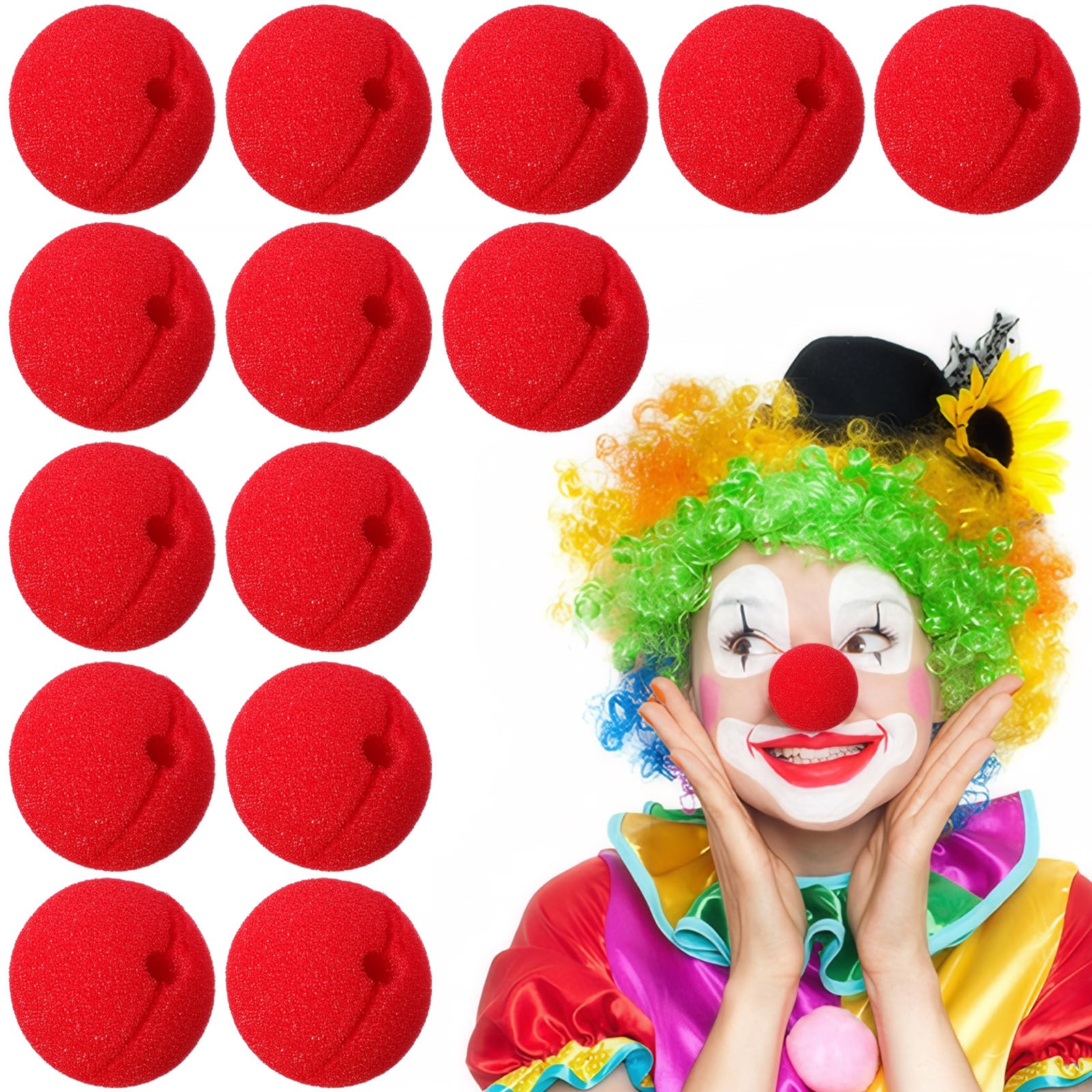 TOYANDONA 50 Pcs Red Clown Noses - Funny Soft Foam Circus Noses for Halloween Costumes & Christmas Reindeer Cosplay - Bulk Party Favours for Kids and Adults