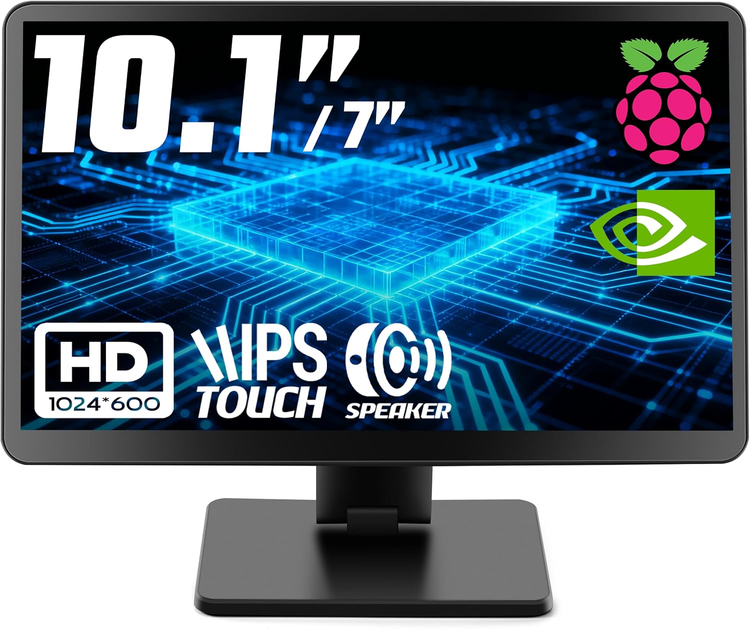 10.1-inch Small Monitor with Touchscreen for Raspberry Pi, Home Assistant | Portable Mini Computer Monitor, 5-Points Capacitive Touch 1024 x 600 IPS LCD HDMI Display for Mac mini PC Streamdeck DIY