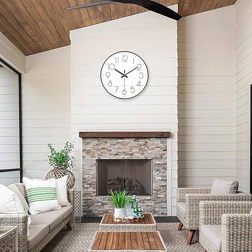 Miniatura 3 de Reloj de pared de 12 pulgadas silencioso sin tictac, moderno, funciona con pilas, para sala de estar, cocina, decoración de oficina (negro)