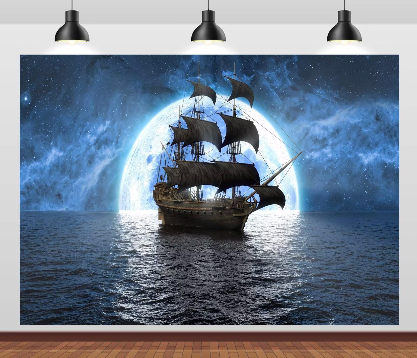 UMURILXY Fotohintergrund – 3x2,4 M, Piratenschiff-Motiv, Aus Polyester, Für Halloween & Partys