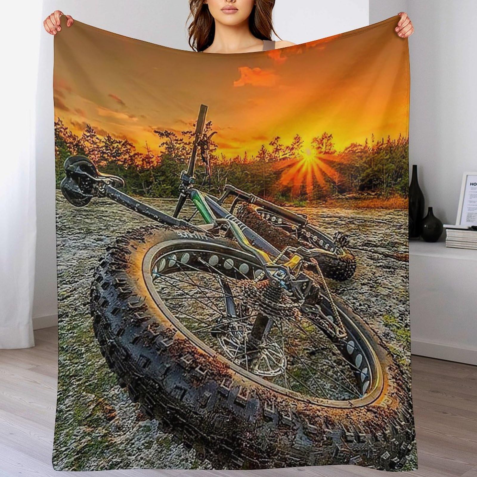 Couverture vélo Tout-Terrain en flannel douce pour lit et canapé de taille 180x200cm