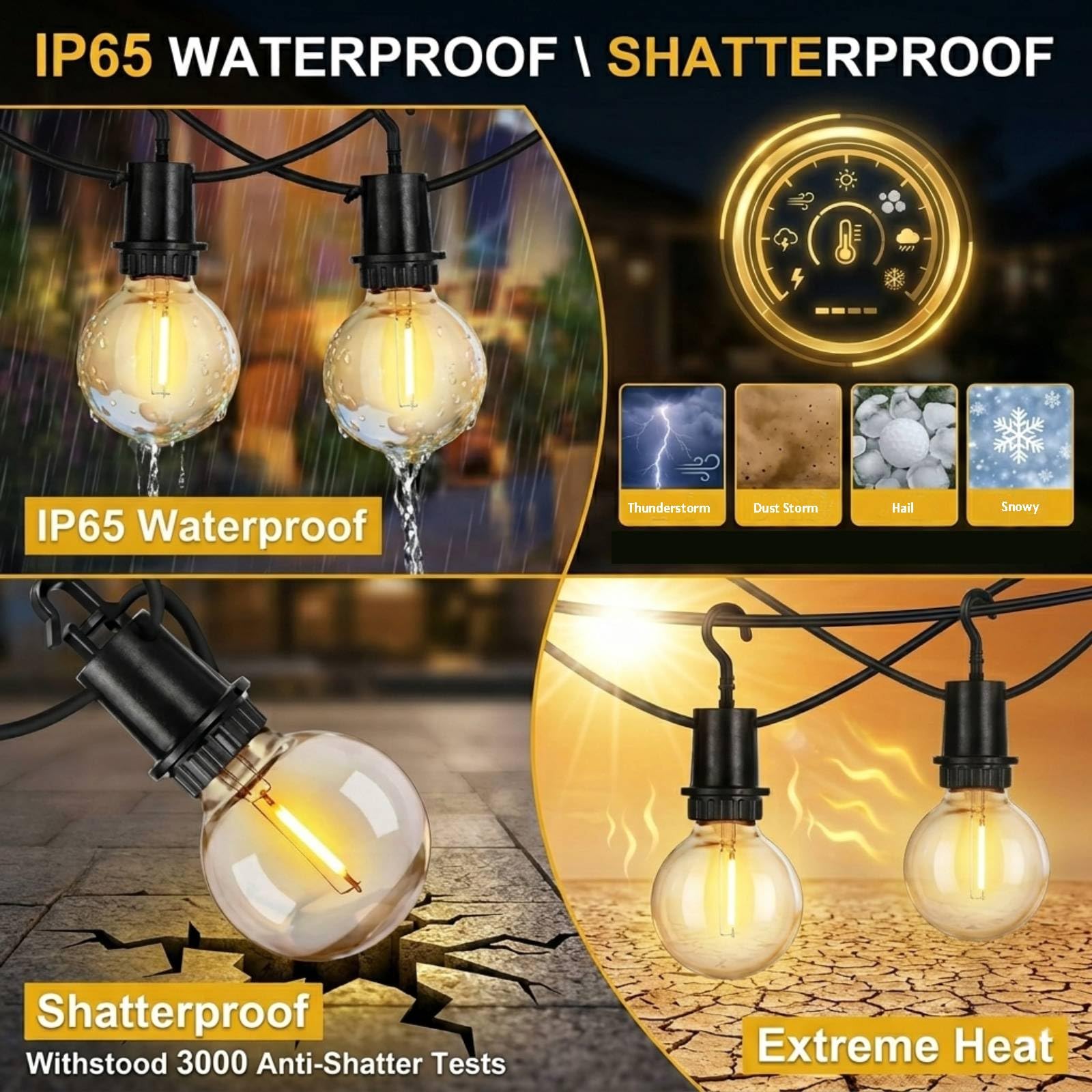 ZJOJO Guirlande lumineuse d'extérieur de 30 m, globe G40 avec 30 ampoules LED incassables (3 de rechange), lampe de terrasse à suspendre, étanche 2700 K, IP65, fêtes sur porche
