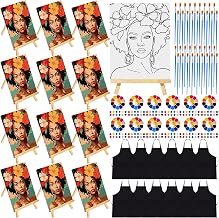 96 Pcs Pre Drawn Canvas Painting Set Sip and Paint Kit Pre Canvas for Adults Family Sip and Paint Party Favor DIY Virtual Party Gifts(Woman with Flowers)
