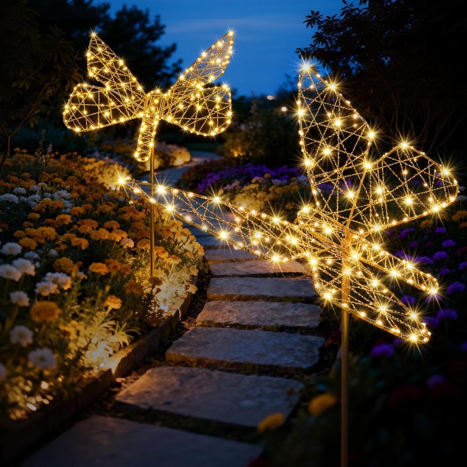 Flacchi Solar Garden Lights Outdoo Waterproofr - Butterfly Decor with 240LED, Solar Powered Iron Easy to Install for Pathway Garden Decorations Patio Decor Yard Decoration