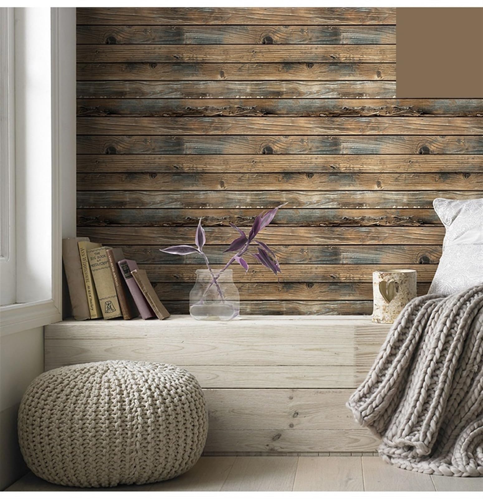 Carta da parati Rotolo di carta da parati in vinile impermeabile in legno autoadesivo, contatto decorativa for porte, armadi, scrivania, mobili moderni, adesivo decorativo per Decor(90063,45cm x 6m)