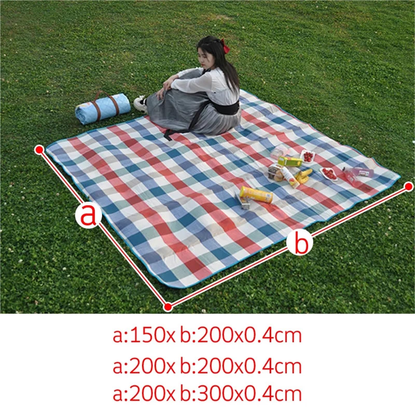 Wodoodporny koc piknikowy ze skórzanym paskiem - mata kempingowa na zewnątrz kolorowa kratka w paski prostokątna plaża i podkładka do spania 200 x 200 cm - idealny na rodzinne spotkania i podróż