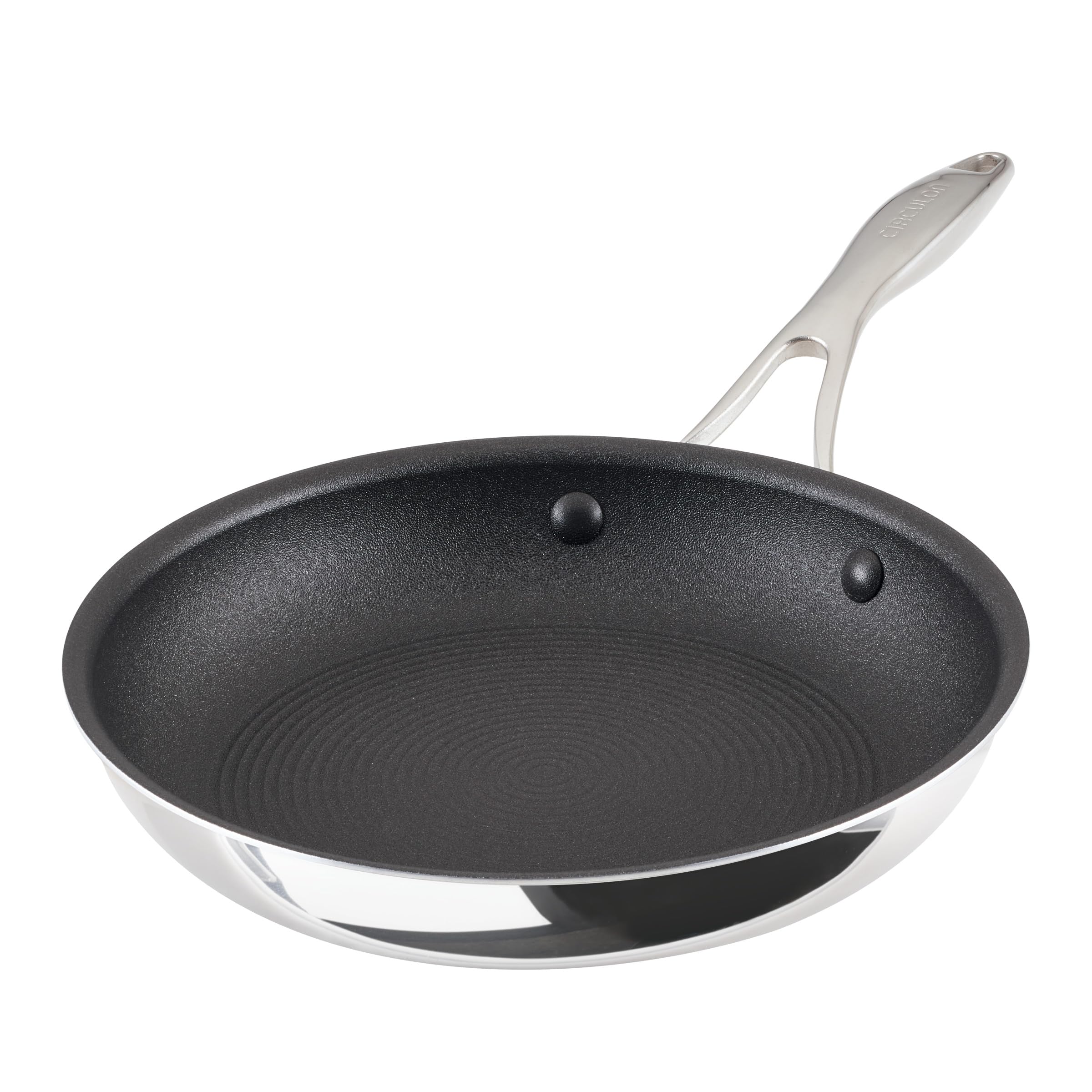 Circulon C1 Series Clad Stainless Steel with ScratchDefense Technology Cookware Nonstick Induction Frying Pan/Skillet, Metal Utensil Safe, 10 Inch Fry Pan - Polished Stainless Steel