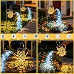 VOOKRY Poubelle d'arrosage avec lumières, Grandes lampes solaires suspendues à l'extérieur imperméable, Décor décoratif de jardin solaire en métal rétro pour jardin extérieur de porche de jardin de patio, Cadeaux pour les femmes Mom grand-mère fête des mères