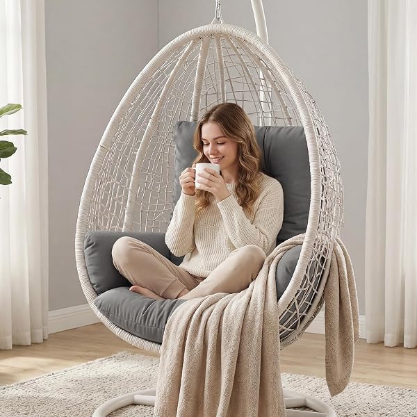 Yahbrra Thicken Egg Chair Cushion: Garden Outdoor Indoor Hanging Replacement Cushions for Hammock Waterproof Soft Swings Chair Cushion pp Cotton Filler (Dark Gray, 120 * 60 * 12cm) - 2