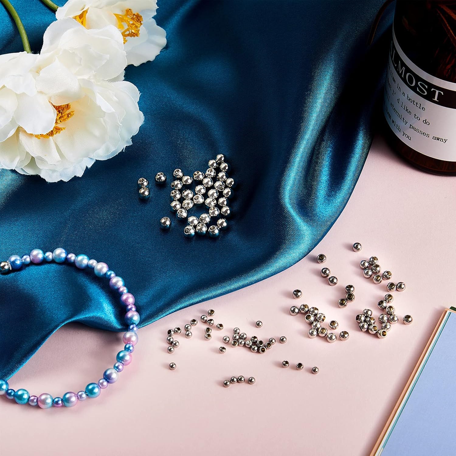 120 Pieces Memory Wire End Caps 3mm 4mm 5mm Stainless Steel Cord End Caps Half Drilled Beads for Earrings Necklace Bracelet Jewelry Making DIY Crafts(Silver) - Image 3