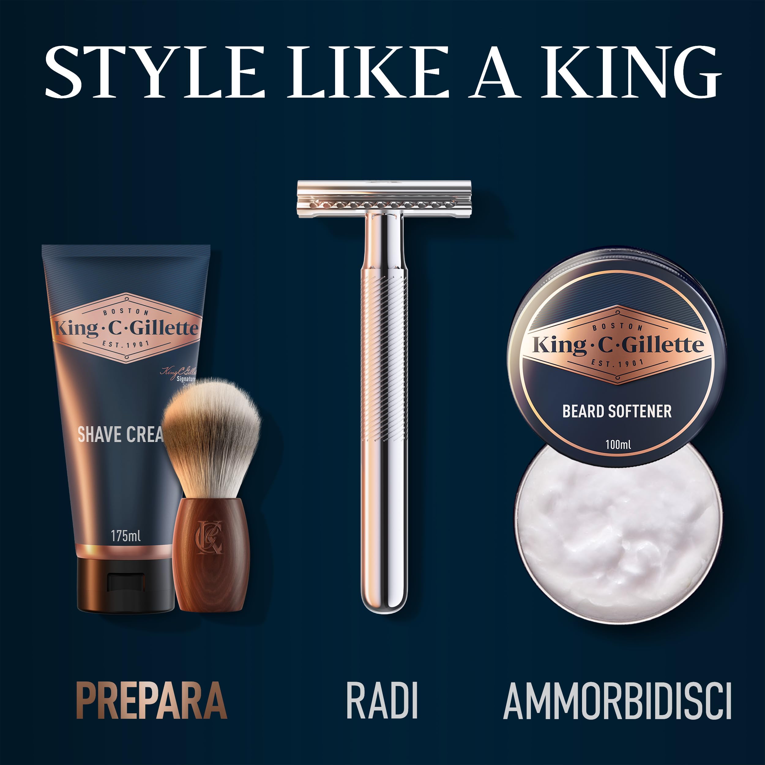 King C. Gillette Pennello da Barba, Cura della Barba, con Fibre Morbide e Manico in Legno, Esperienza di Rasatura Professionale, Idea Regalo Uomo