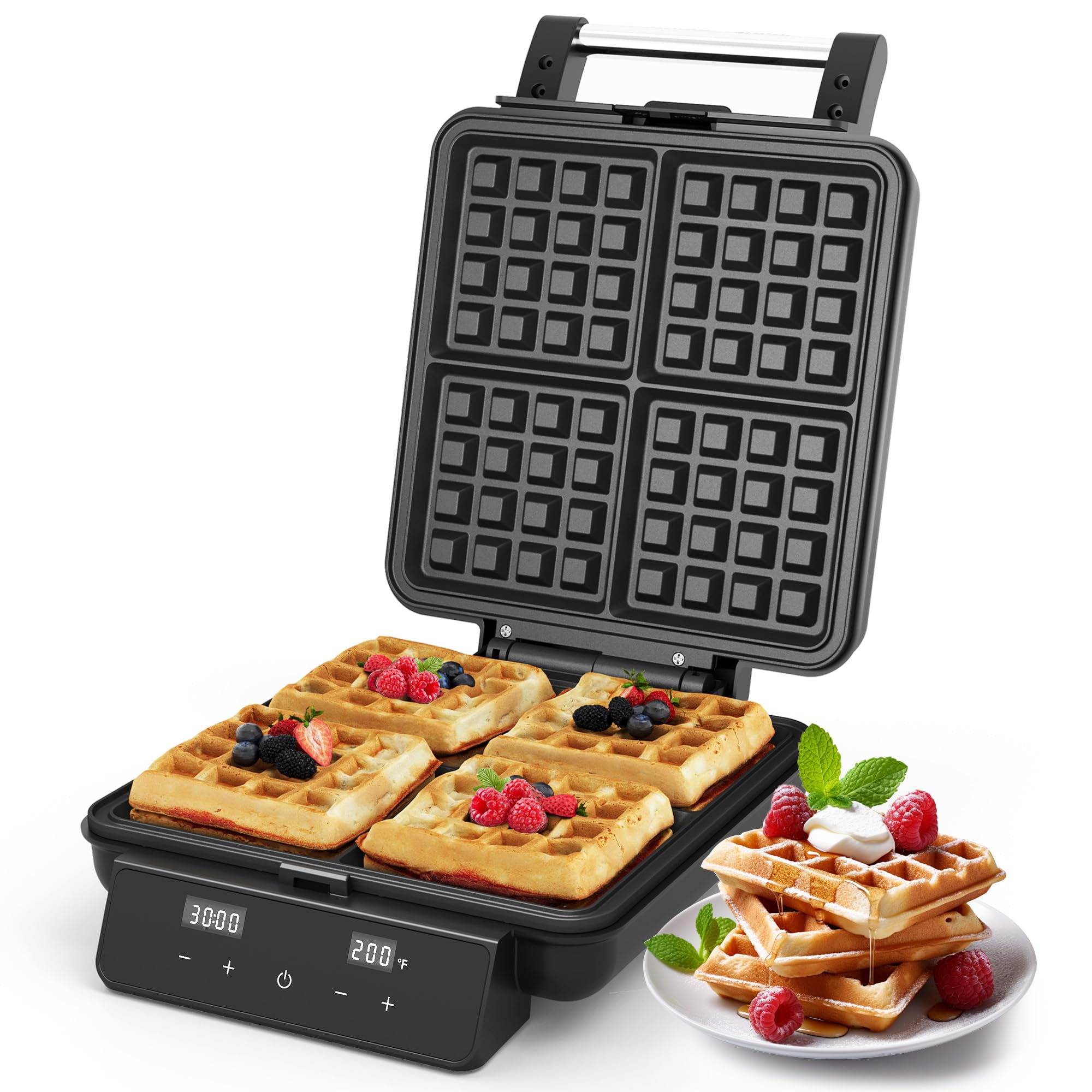 Photo 1 of SUNVIVIPRO 4-Slice Waffle Maker, 1200W, Black