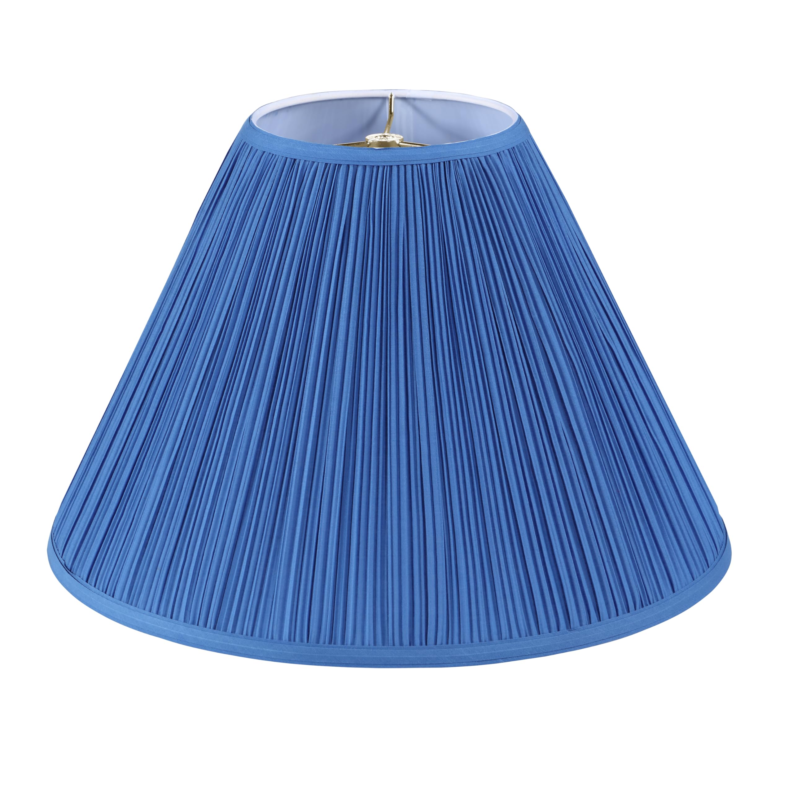 Aspen Creative 33029, Hardback Empire Transitional Spider Lamp Shade, Mushroom Pleated Blue Faux Silk Fabric, 7" Top x 18" Bottom x 13" Slant Height