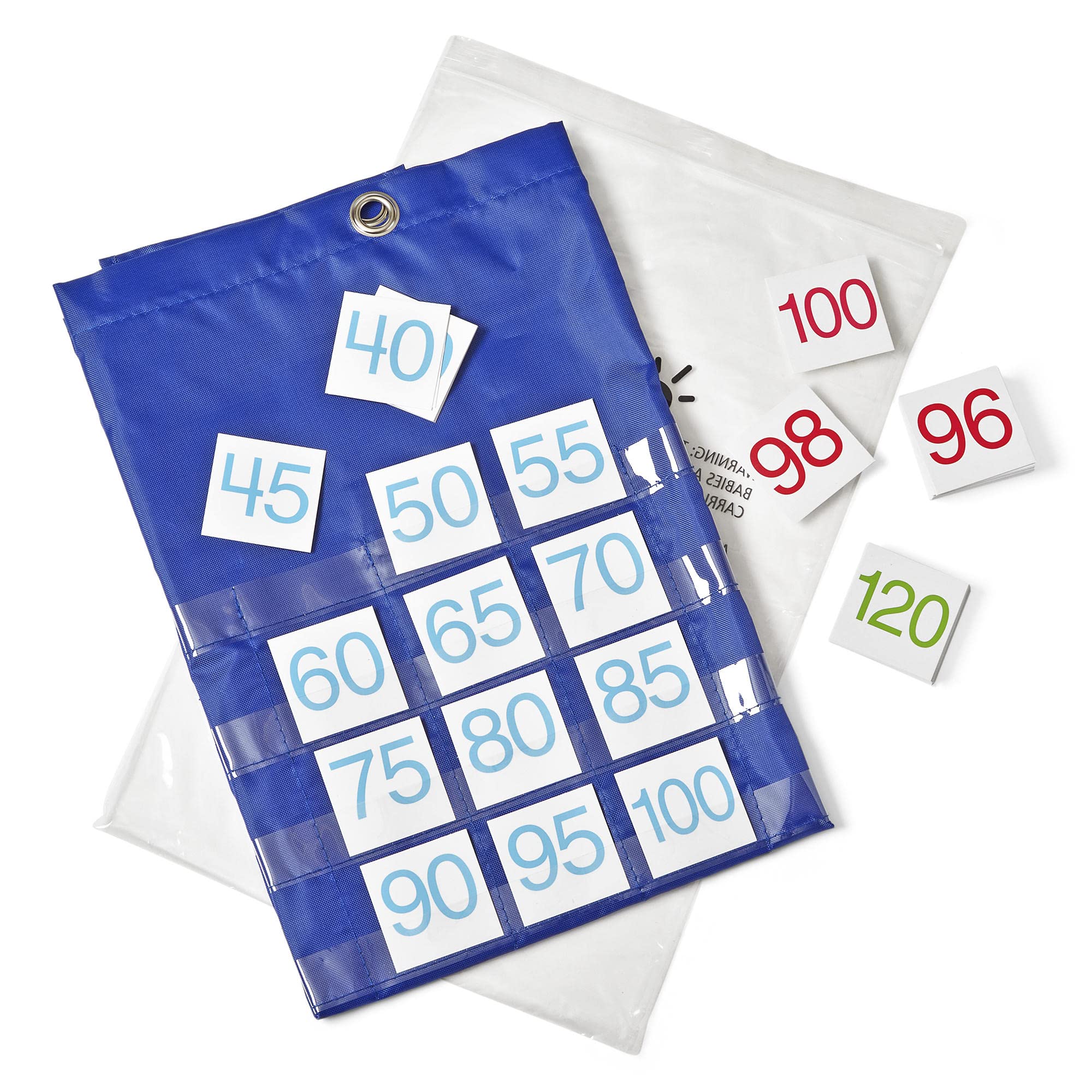 hand2mind 1 to 100 Wall Pocket Chart for Classroom, Number Line for