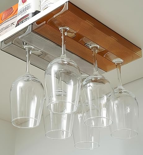 Miniatura 5 de Soporte para copas de vino debajo del estante, estante para copas de vino, estante de plástico para copas de vidrio, colgador de almacenamiento de