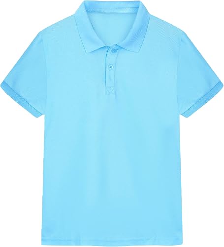Levasuph Boys Polo Shirt Size 5-6 Years Old Breathable Blue Short Sleeve Uniform