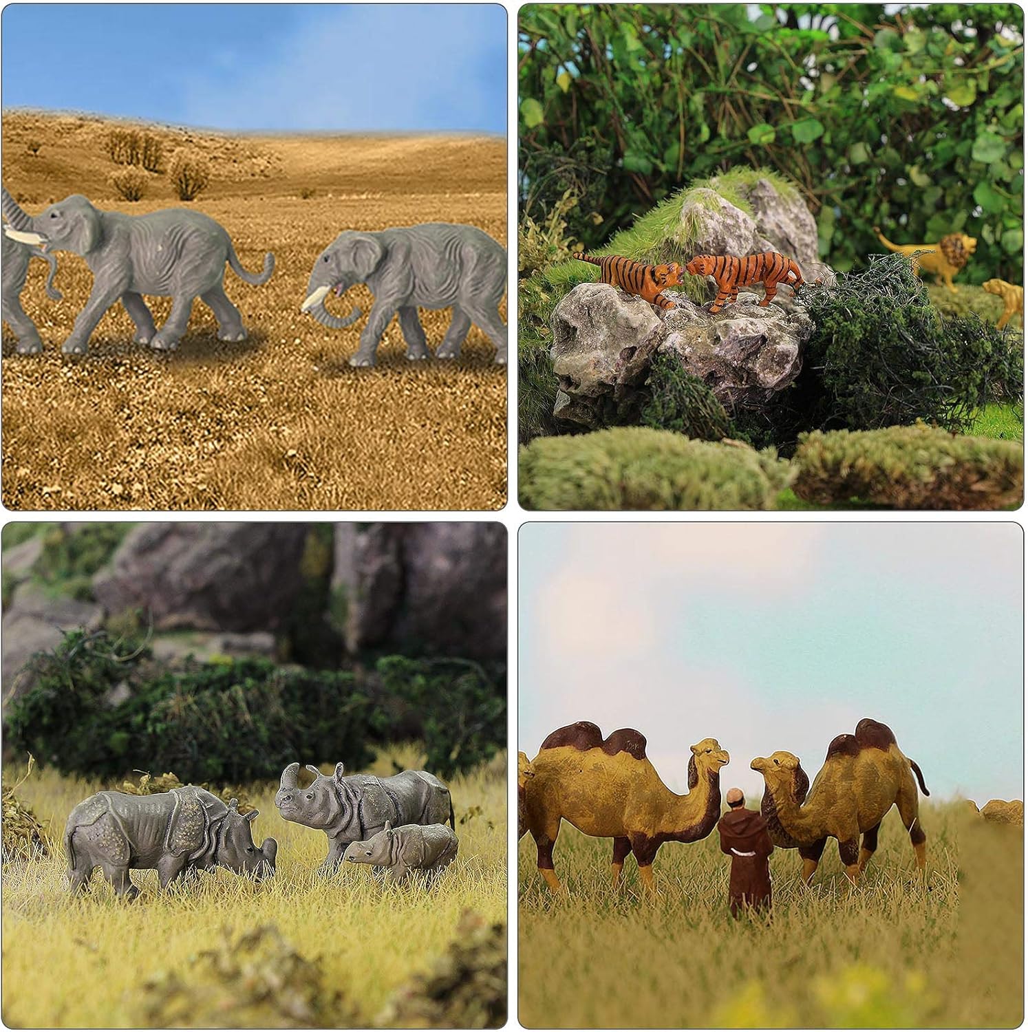 Scala HO 1:87 Animali Selvatici In PVC Ben Dipinti Elefante Cammello - Foto 12