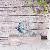 Vista 6 de Figuras de peces de cristal de decoración costera, escultura de peces de cristal azul, modernas, playeros de playa, vida costera, arte de cristal