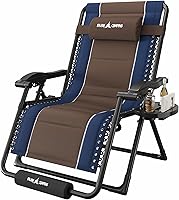 Vista 20 de Amopatio Silla de gravedad cero con portavasos para patio al aire libre con reposapiés y reposacabezas para interiores y exteriores, soporta 400