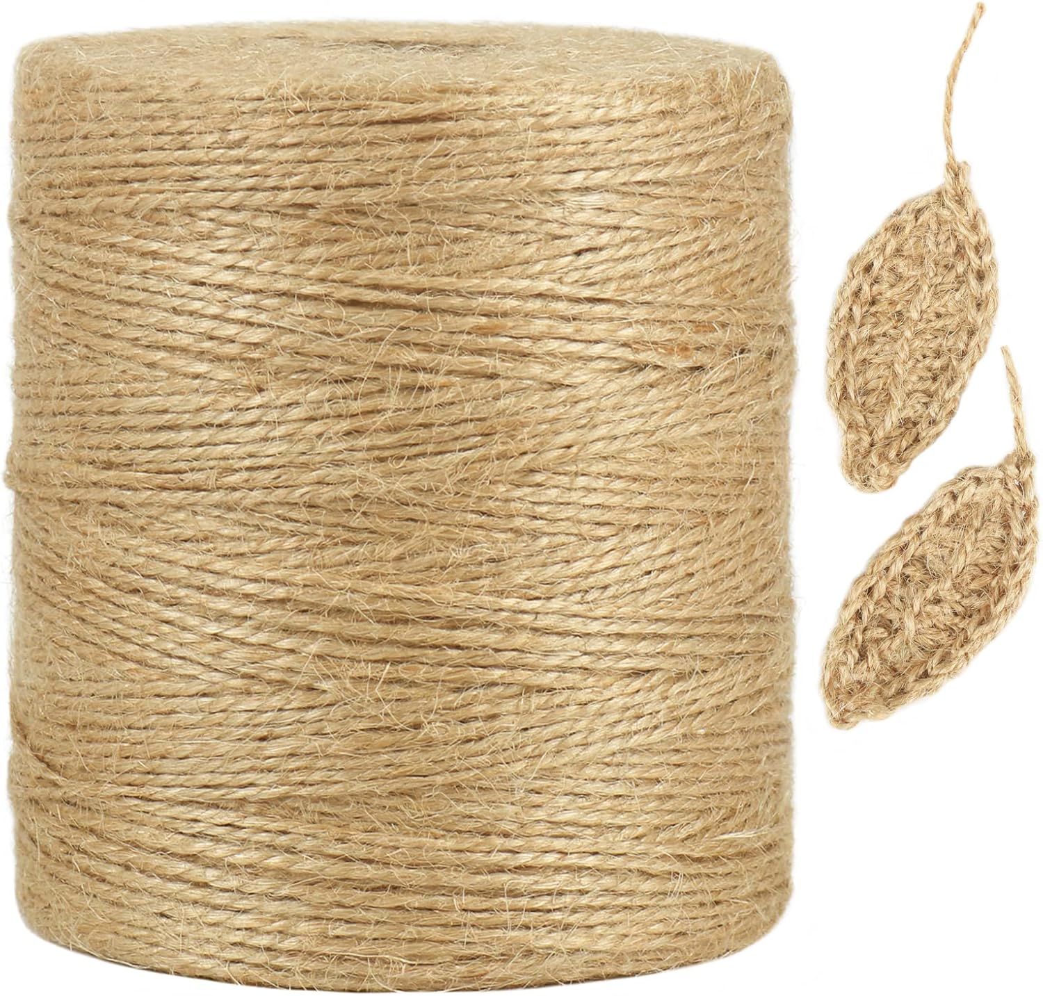 Tenn Well 1500 Feet Natural Jute Twine, 1mm Thin Brown