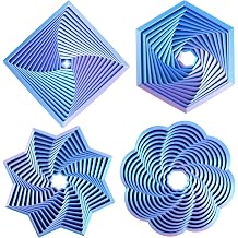 4 Pack Fractal Whirling Fidget Toys Purple Blue 3D Printed | 4 pcs purple blue fractal fidget toys, stress relief focus desk set
