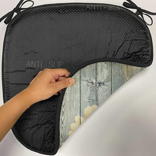 Vista 132 de Lunarable Orient - Juego de 6 cojines de asiento para silla, diseño de estrellas marroquíes, espirales y curvas abstractas, ilustración oriental