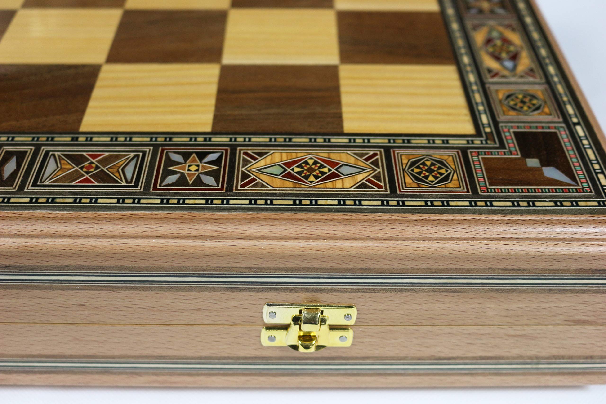 50 x 50 cm, l'originale legno Backgammon Tavla/Gioco di scacchi/DAMA Board BK 510F con 30 pietre di backgammon in legno, e con personaggi di scacchi KH 97 mm