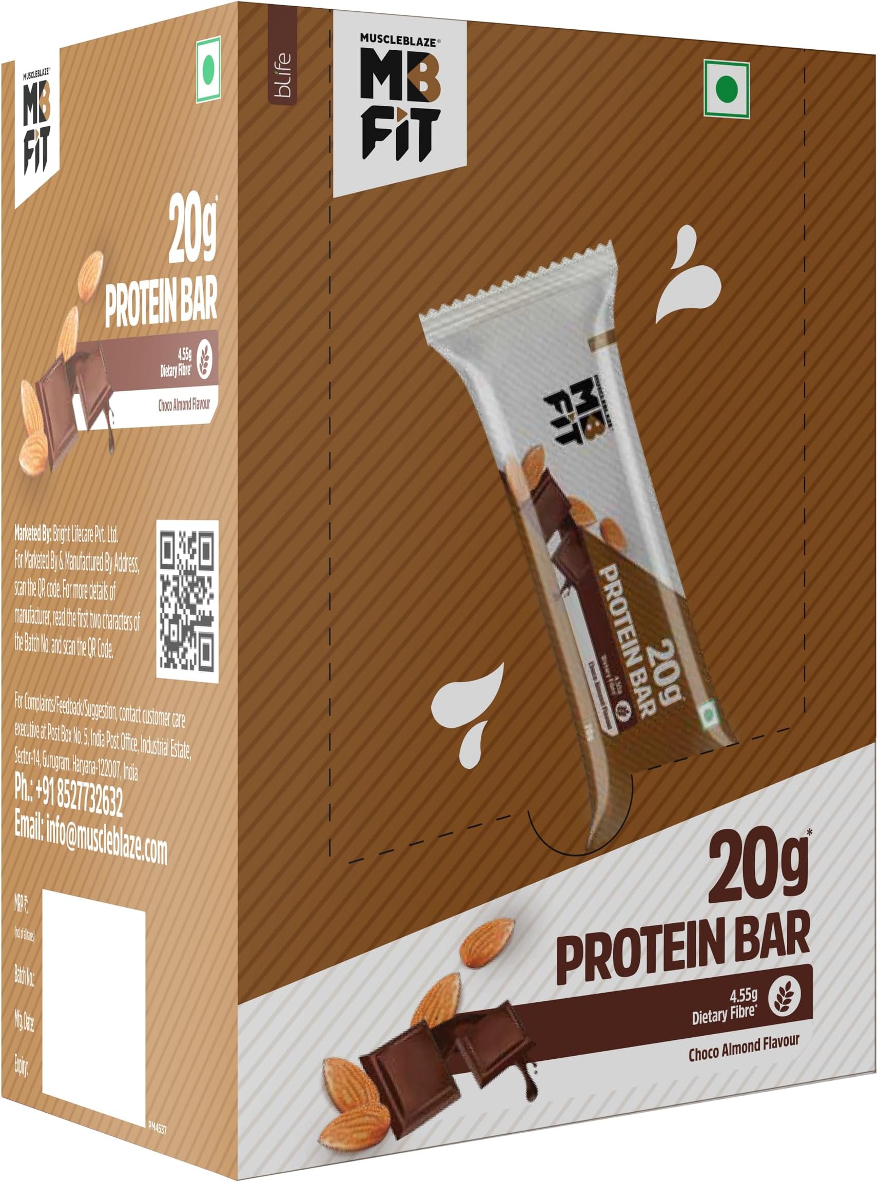 20g Protein Bar (Choco Almond, Pack of 6) | Healthy Protein Snacks | For Energy & Fitness