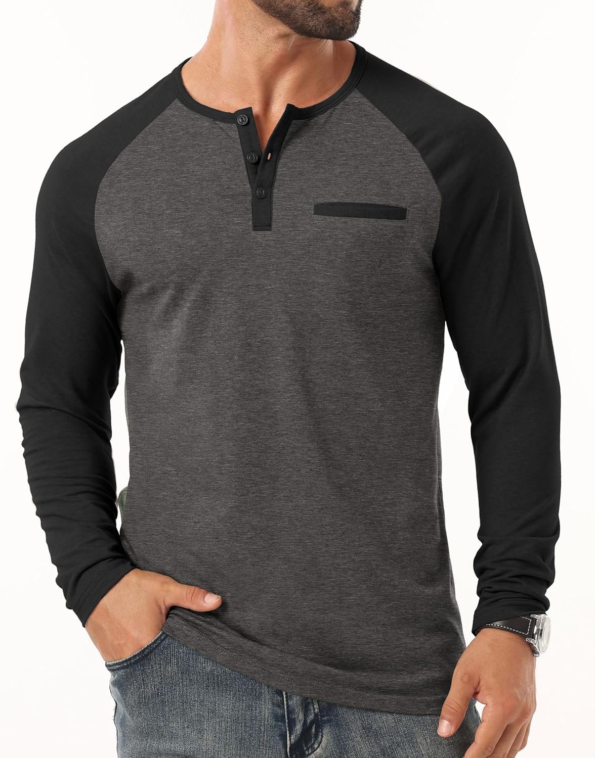 Sailwind Mens Cotton Henley Shirts Long Sleeve Casual T-Shirts Lightweight Button Pullover Shirts with Pocket - Image 3