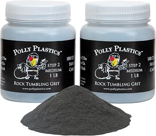 Polly Plastics Rock Tumbler Media Grit Refill, Medium 180/220 Silicon Carbide Grit, Stage 2 for Tumbling Stones (2 Pack) (2 lb.)