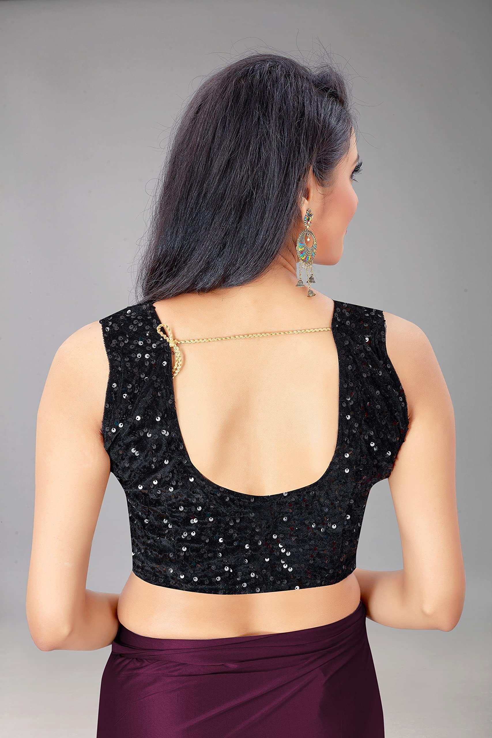 Dhyey fashion Girls Black Lycra Blend Saree with Ruffled Border and Unstitched Blouse Piece - Elegant Traditional Attire - Image 6 thumbnail