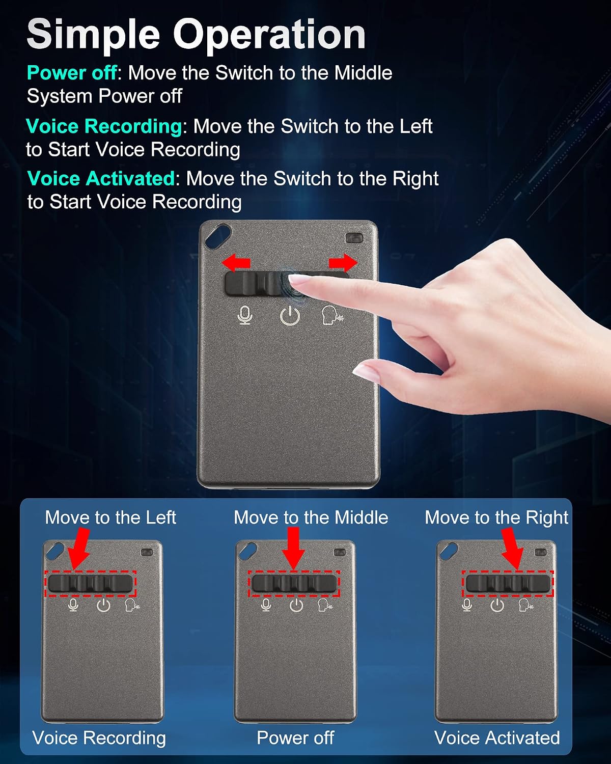 32GB Digital Voice Recorder: Voice Activated Recorder with Playback, Audio Recording Device for Lectures Meetings, Interviews Mini Portable Dictaphone Sound Recorder USB MP3