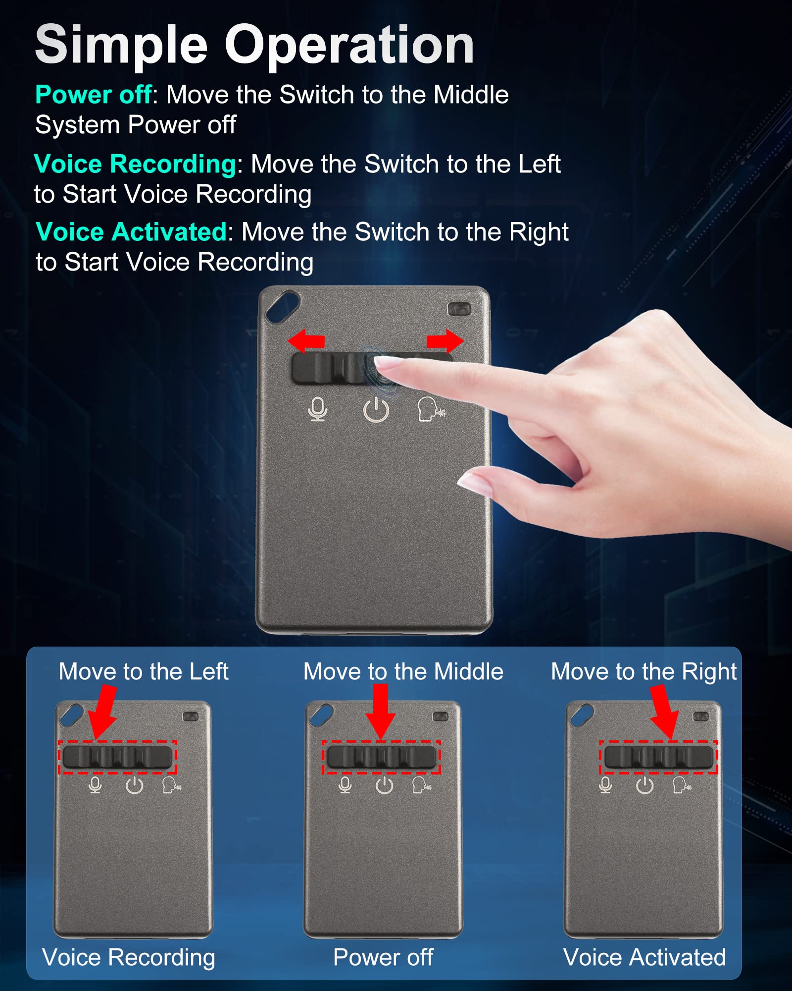 Registratore Vocale Mini 32GB Con Cancellazione Rumore - Per Riunioni, Interviste, Conferenze - Foto 7