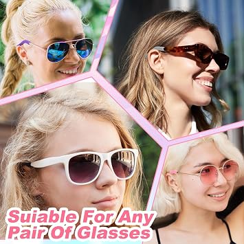 Gudulig 4 Pairs Glasses Ear Cushions,Anti-Slip Elastic Temple Tips Sleeve Retainer,Soft Comfort Eyeglass Gripper Pads for Sunglasses Reading Sports(Black,Gray,Pink,Purple)