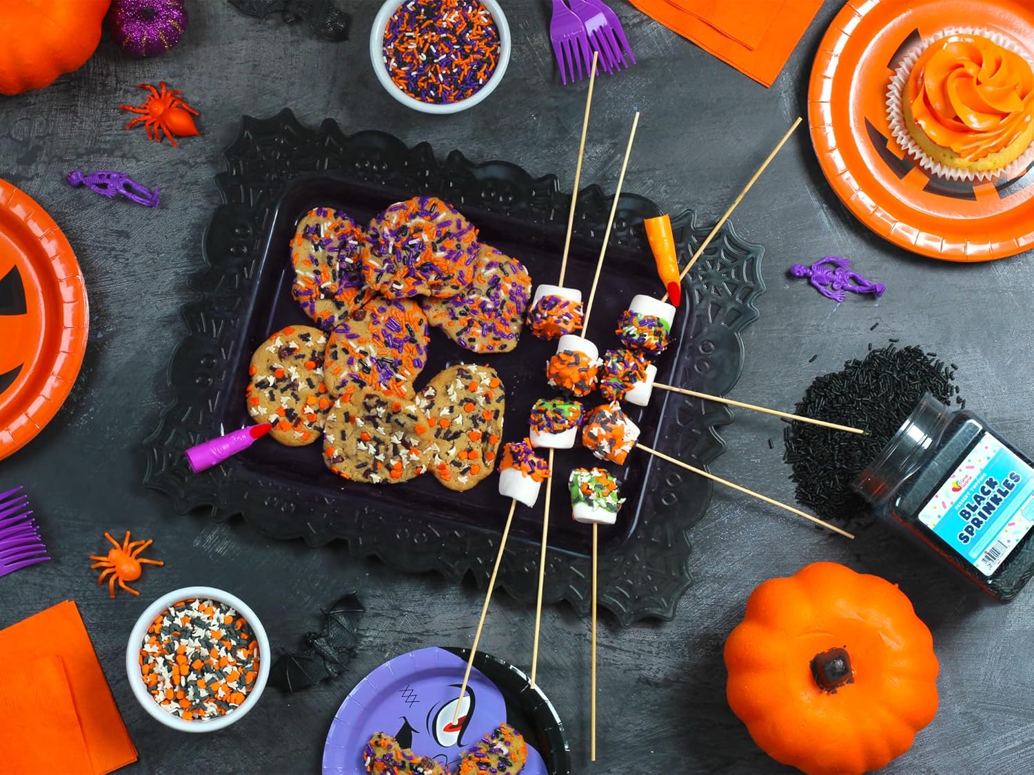 A Great Surprise Halloween Sprinkles - 2.2 LB - Orange, Black, Purple and White Jimmies - Spooky Season Sprinkles