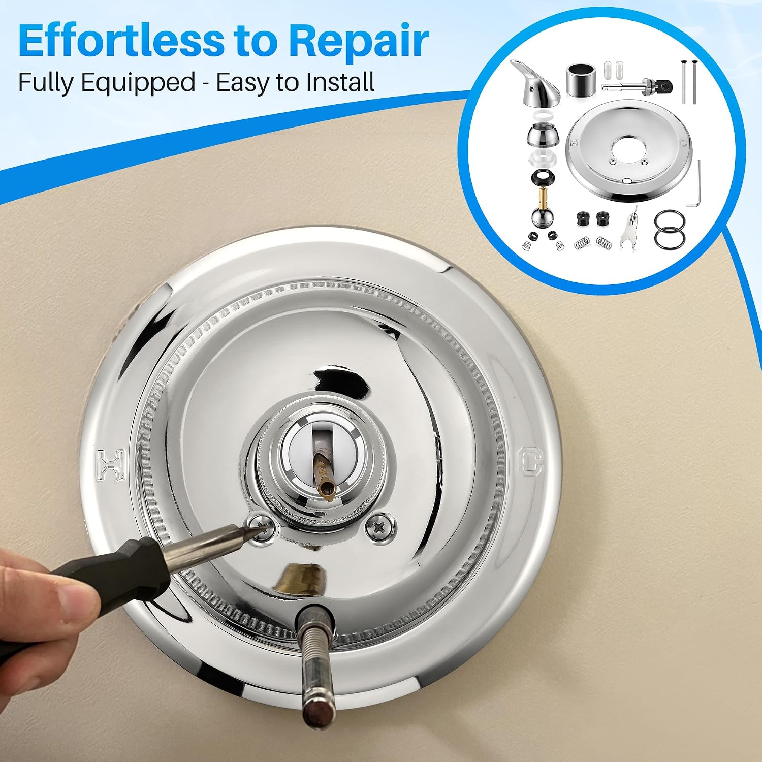 Valve Trim Repair Kit Compatible with Delta RP6046, Lever 2, Chrome | Single Handle Renovation Trim Kit Compatible with Delta 600 Series Shower Valve