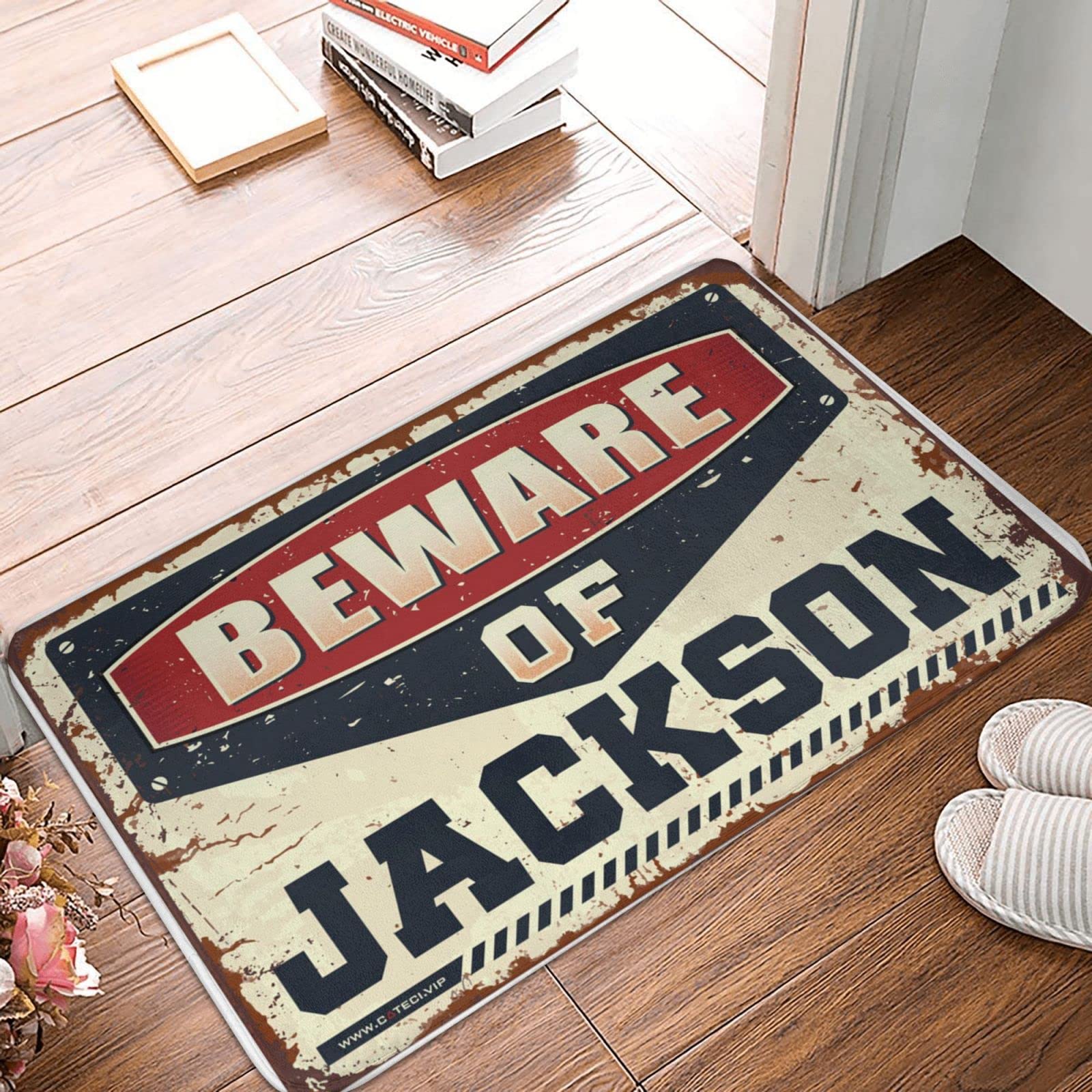 Paillasson extérieur Beware of Jackson tapis de bienvenue pour entrée 50x80 cm