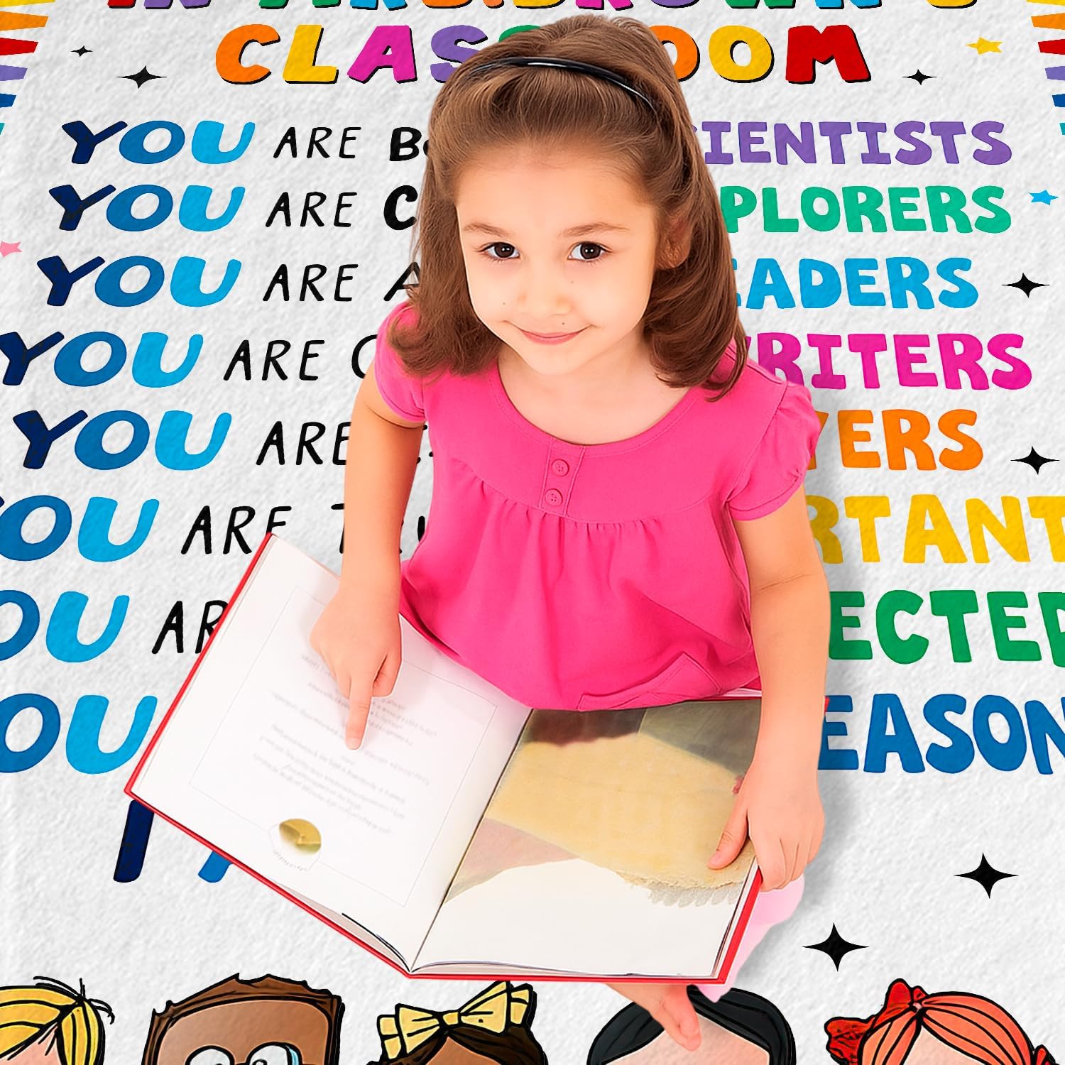 Personalized Motivational Classroom Rug for Kids – You are Positive Affirmation Mat – Growth Mindset Rectangular Rug, Colorful Classroom Decor Carpet Floor Mat for Kindergarten (in This Classroom)