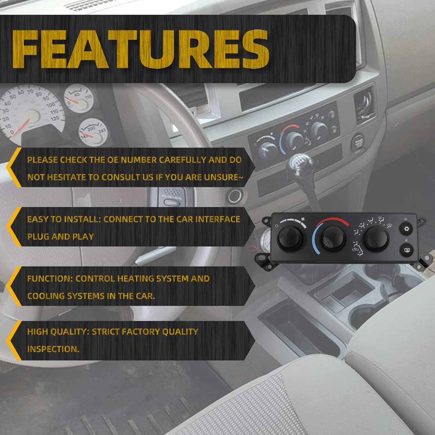 Dasbecan 55057079AB HVAC Climate Control Module Conditioning Control Switch Panel AC Heater Compatible with 2006-2008 Dodge Ram 1500 2500 3500 2008-2011 Dakota Replaces# P55056569AD P55056569AC