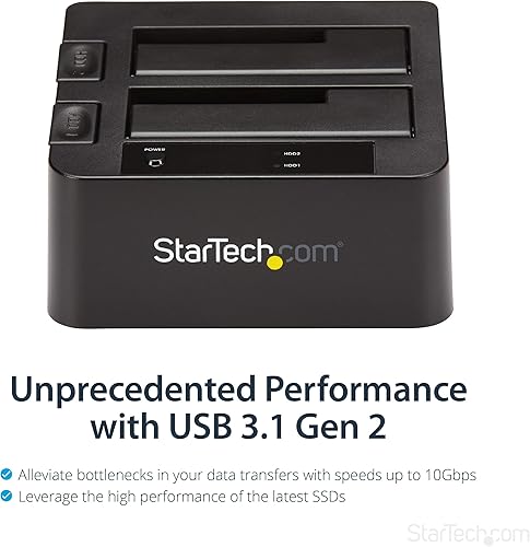 Miniatura 3 de StarTech.com Estación de acoplamiento de disco duro USB 3.1 a SATA de doble bahía, USB 3.1 (10 Gbps), externa 2.5/3.5" SATA I/II/III, estación de