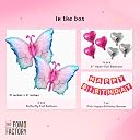 The FOMO Factory Butterfly Theme Birthday Decoration Set for Girls – Blue Pink Butterfly Foil Balloons with Silver & Pink Heart Balloons and Happy Birthday Banner, Pink Party Decor Kit (PinkB) gallery image