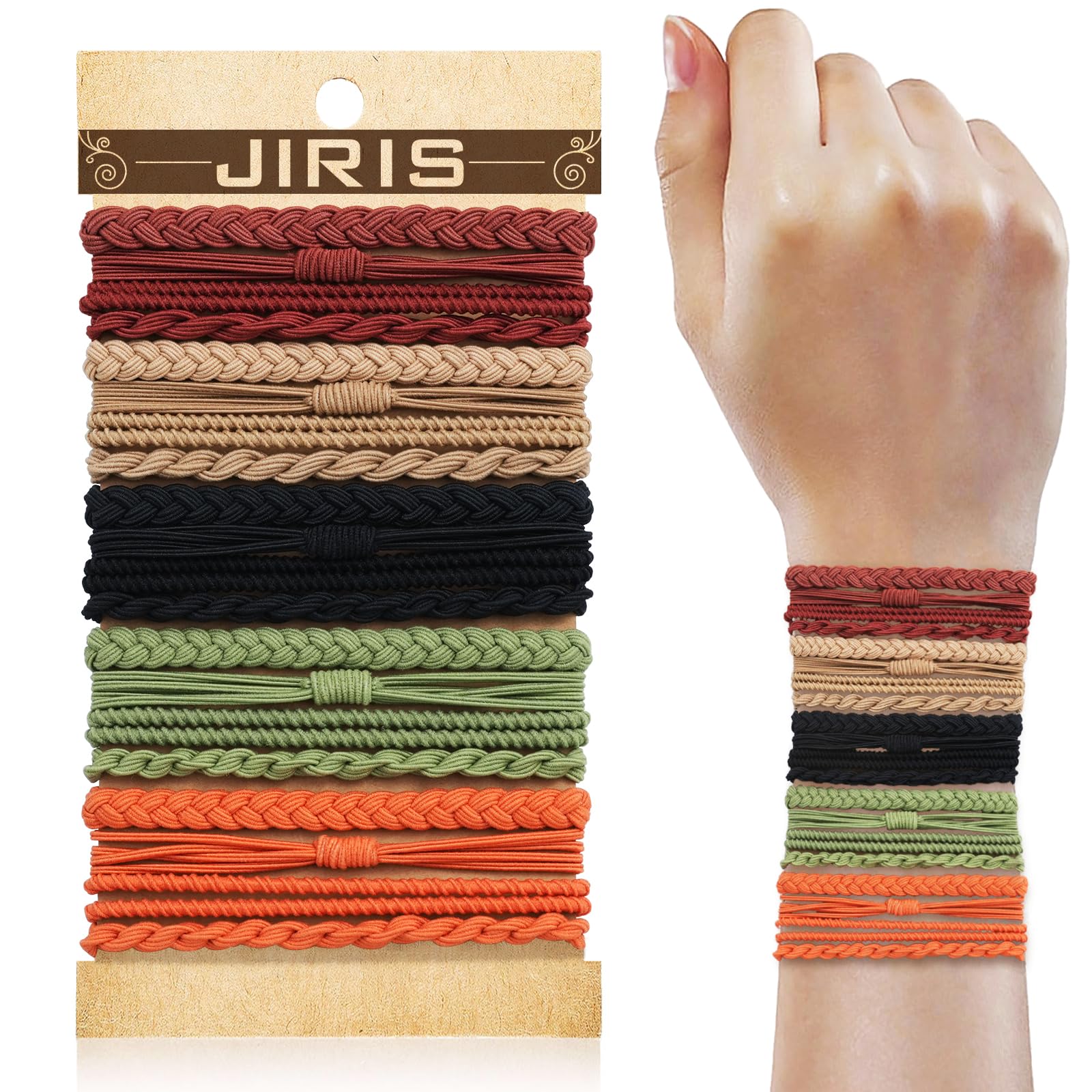 JIIRS 20PCS Boho Hair Ties,Elastic Bracelets,Elastic Hair Ties, Hair Bands For Ponytails,Ponytail Holder for Thick or Thin Hair,Boho Hair Bracelets
