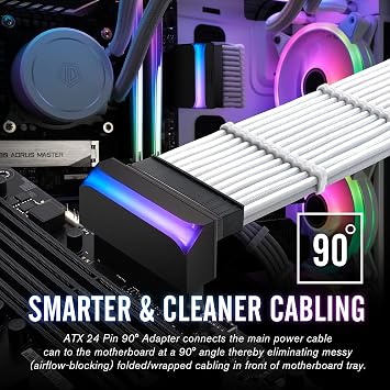 EZDIY-FAB ATX 24-pin 90 Degree Power Connector 5V 3 Pin ARGB Rainbow Female to Male Power Supply/Power Adapter for Computer Motherboard -1 Pack