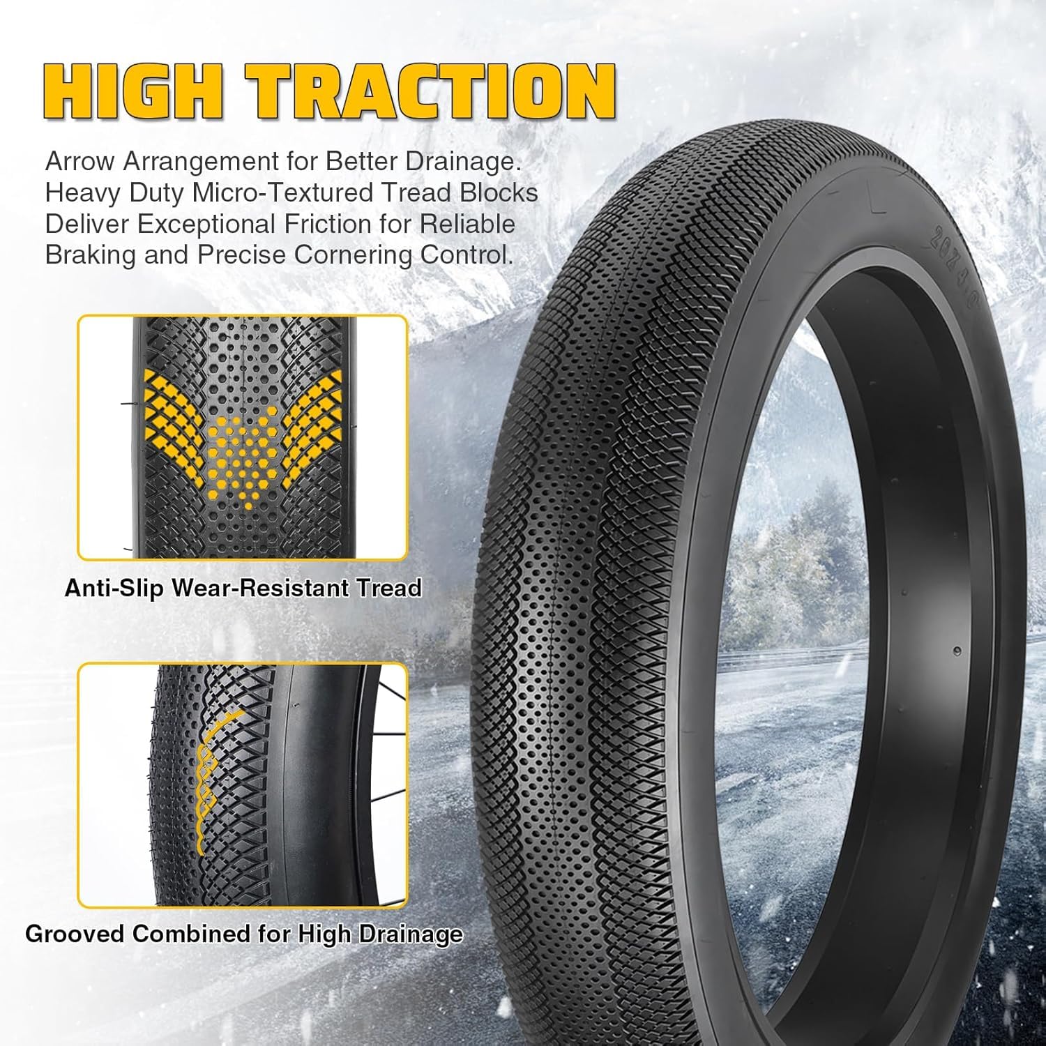 ZUKKA pneumatici da bicicletta da 20/26 pollici, 20/26 x 4,0 cm, per bicicletta elettrica, compatibile con Wide Mountain Snow Bicycle (Fat Bike Tires)