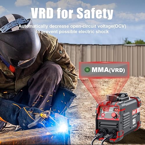 Miniatura 4 de AWT Soldador de palo 155Amp Mini soldador 2 en 1 Soldador ARCelevación TIG máquina de soldadura 110220V con VRD, pantalla digital IGBT Inverter