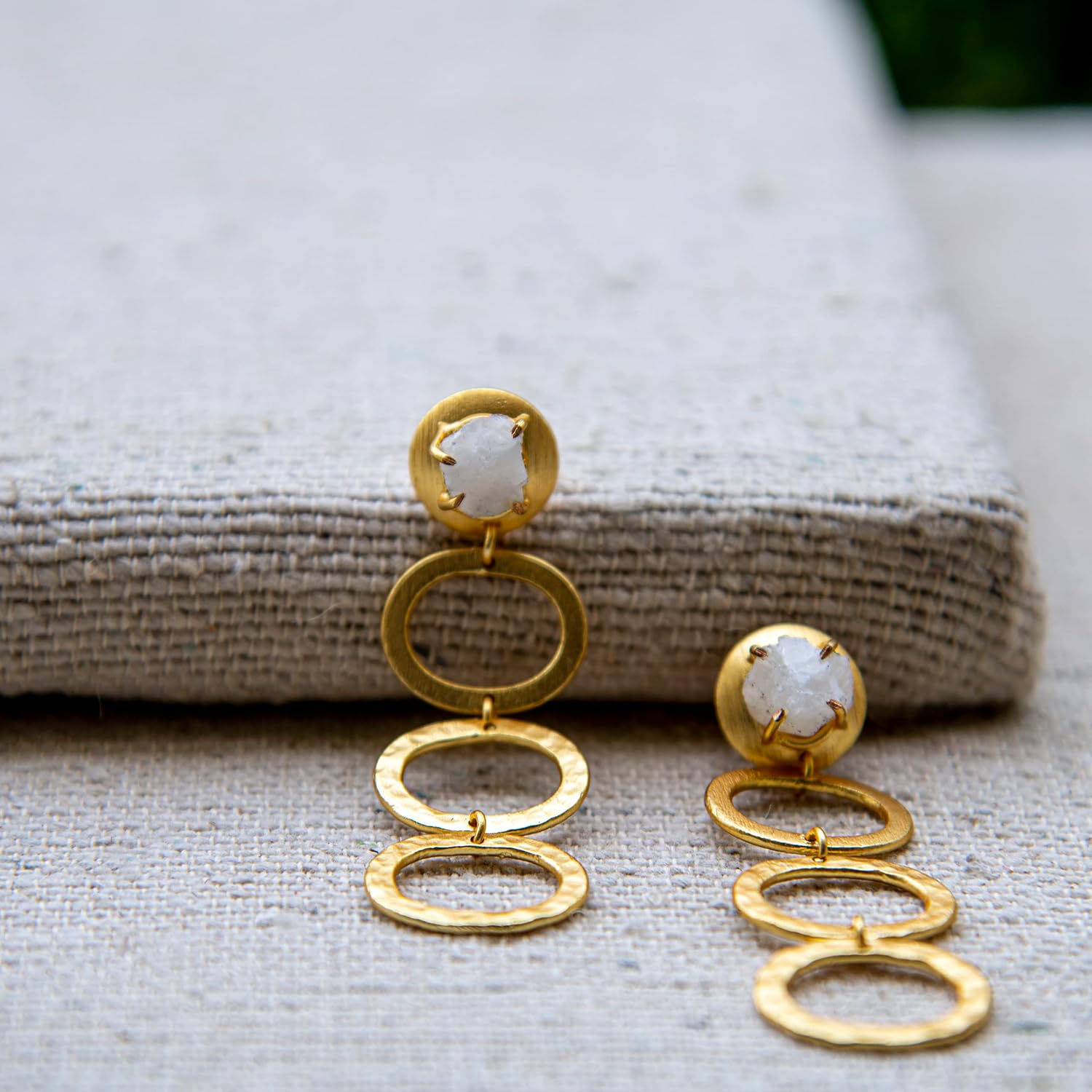 DeKulture Handcrafted Gemstone Hammered Hoop Earring Jewelry For Women