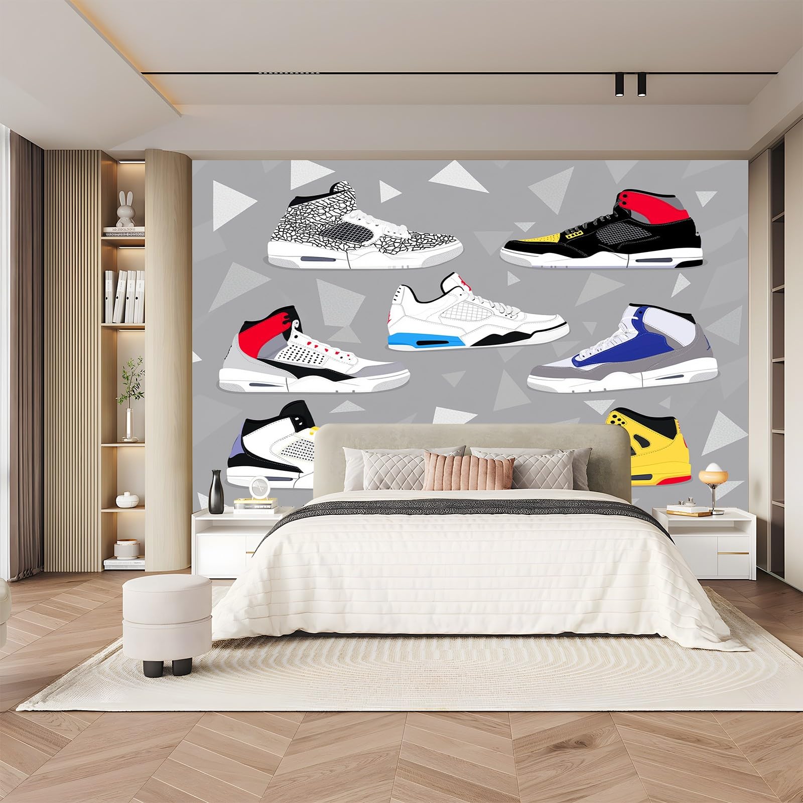 Panoramiczne tapety modne trampki wielokolorowe 300 x 210 cm (szer. x wys.), gigantyczny plakat ścienny 3D nowoczesna tapeta dekoracja ścienna salon sypialnia sypialnia biuro sypialnia tapety