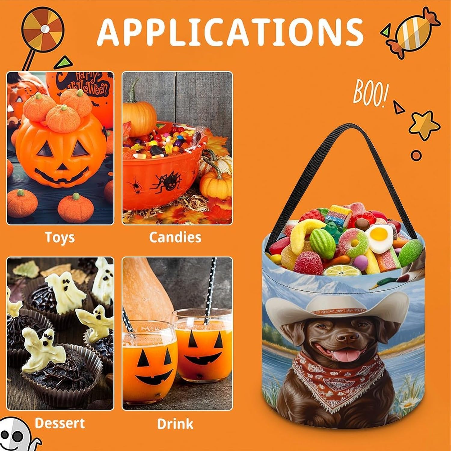 Labrador Dog Duck Hunting Halloween Treat Bag Reusable Candy Basket Tote Goody Bags Gift Party