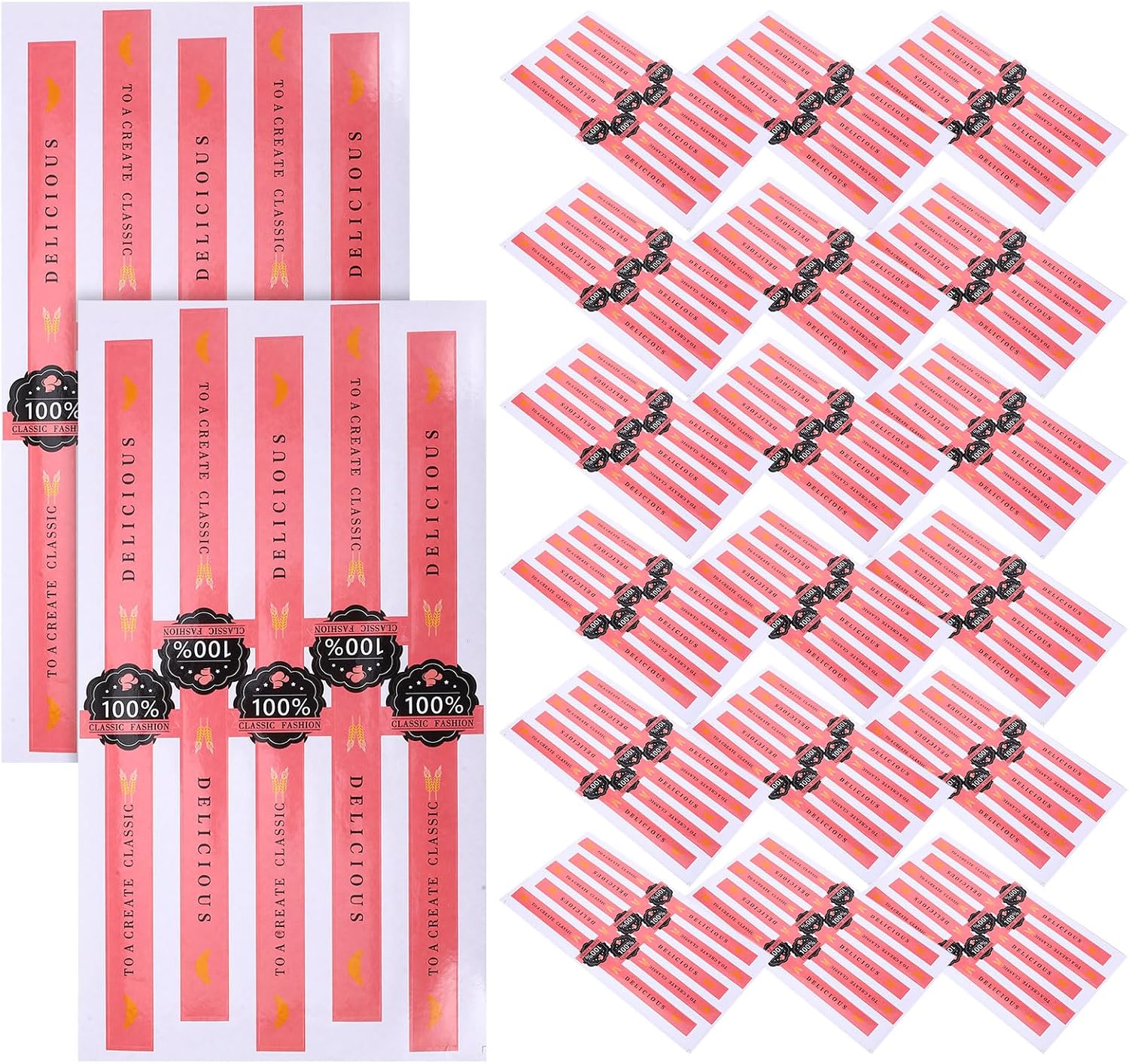 100 PCS Bakery Stickers, Cookie Stickers, 11x0.8in Tamper Evident Self-Adhesive Handmade Food Retail Package Seal for Craft Art and Other Decorative